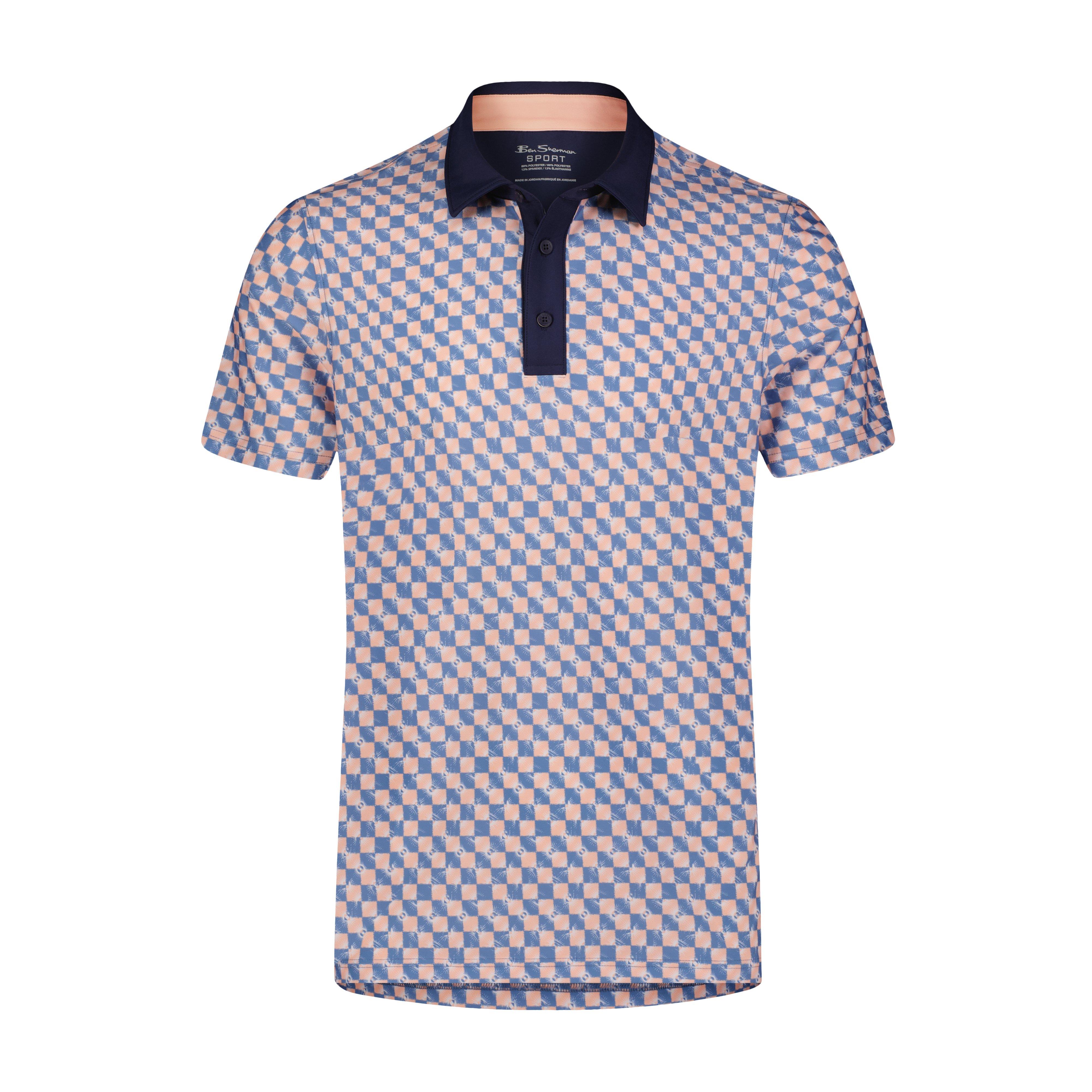 Men's Glowing Checker Tech Jersey Short Sleeve Polo