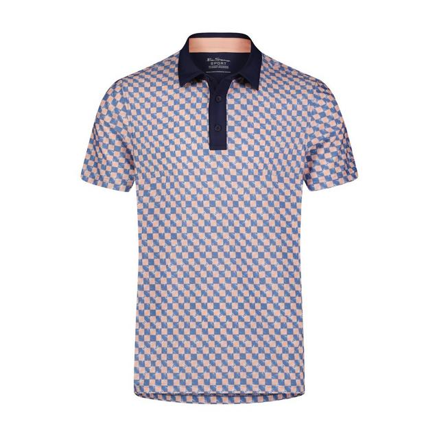 Men's Glowing Checker Tech Jersey Short Sleeve Polo BEN SHERMAN
