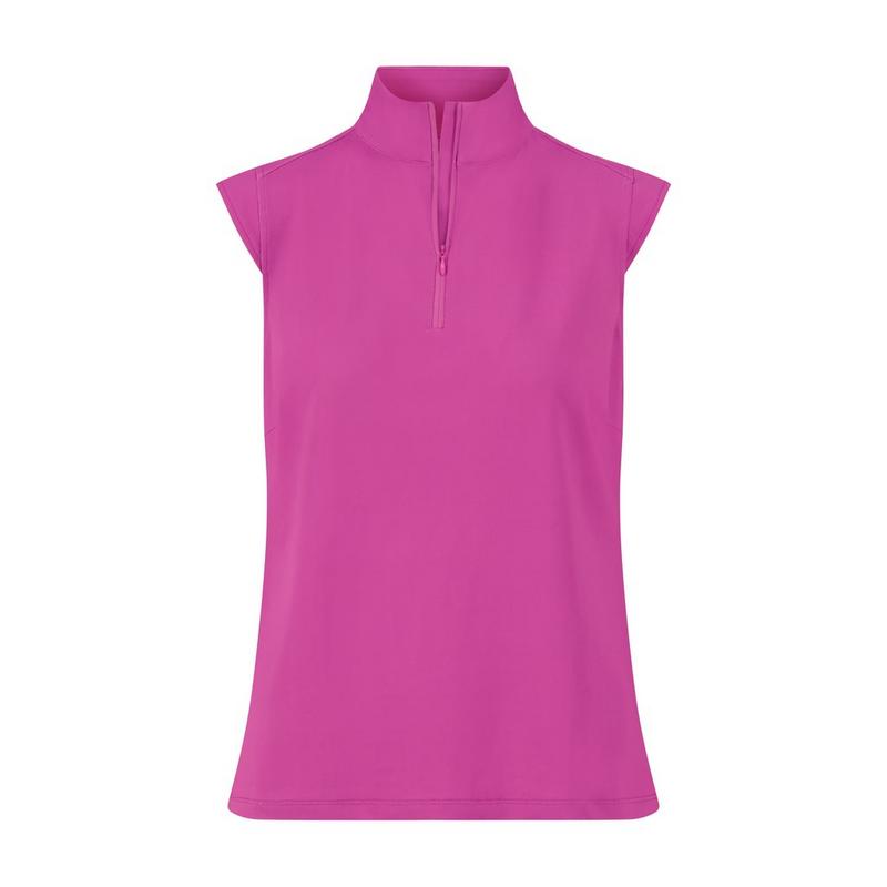 Women's Kyle Mock Neck Zip Front Short Sleeve Top