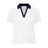 Women's Marine Contrast Ruched Short Sleeve Polo