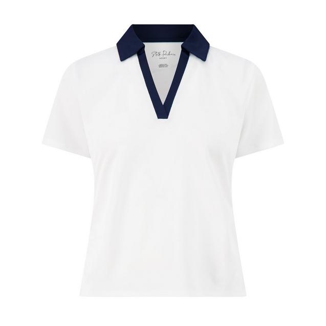 Women's Marine Contrast Ruched Short Sleeve Polo STELLA PARKER