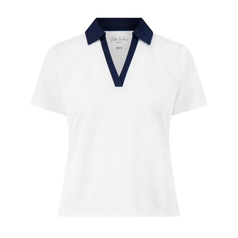 Women's Marine Contrast Ruched Short Sleeve Polo