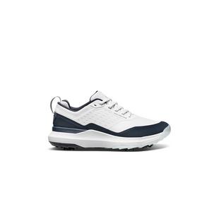 Chaussures de golf NuAge Mega &agrave; crampons pour hommes - Blanc/Bleu TRAVISMATHEW