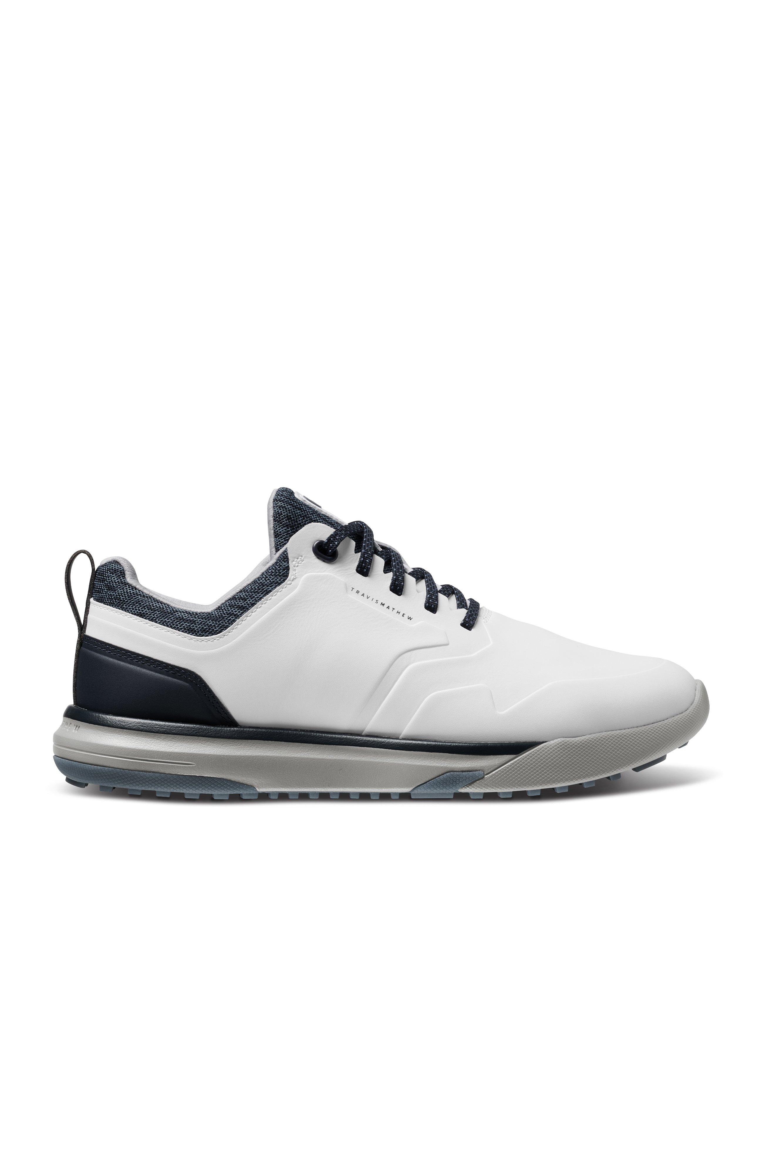 TravisMathew | Men's Daily Pro Hybrid Plus Spikeless Golf Shoe - White/Navy | , Size 9.5