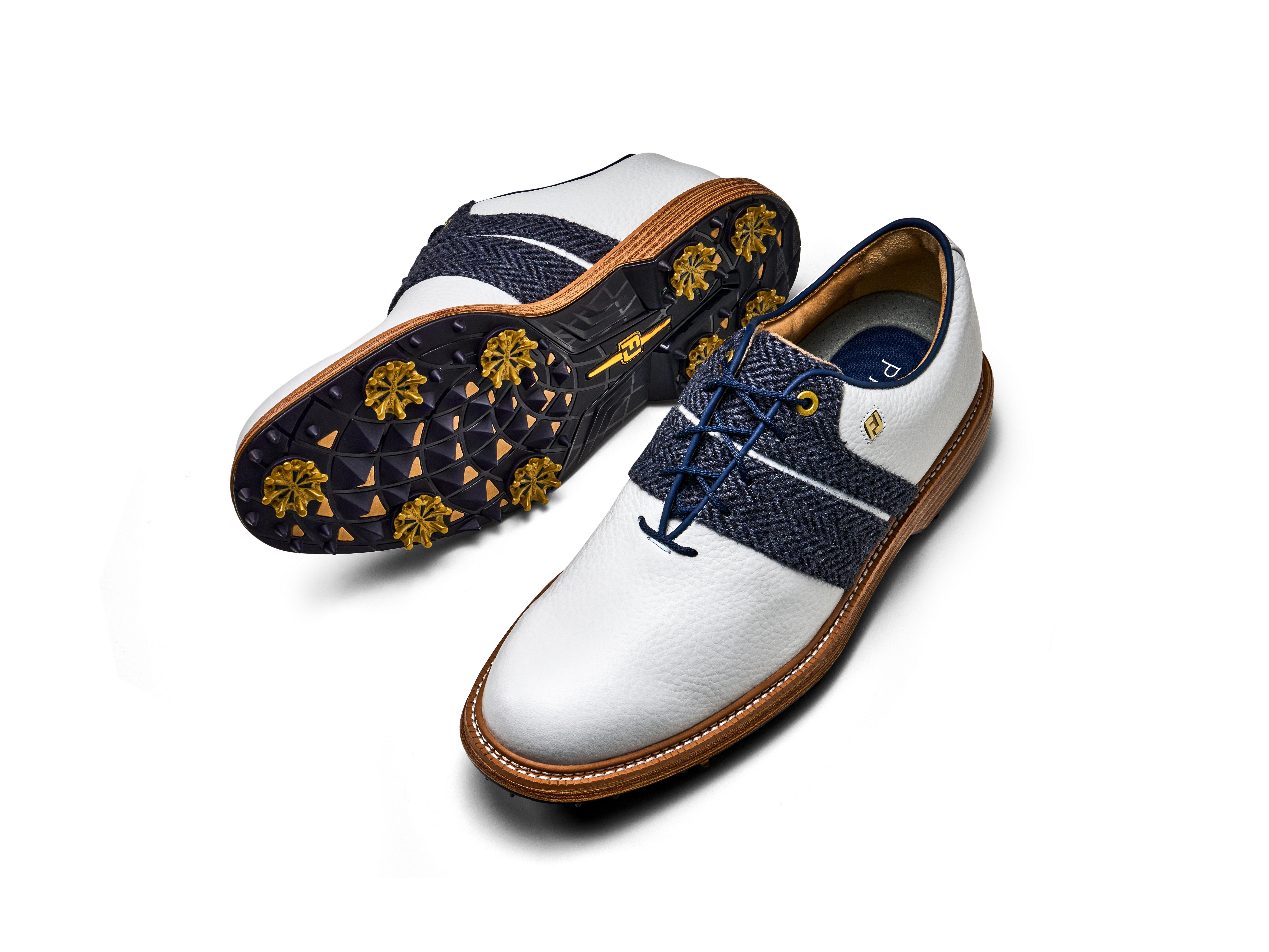 Limited Edition - Men's Harris Tweed x Premiere Series Packard Spiked Golf Shoe - White/Navy