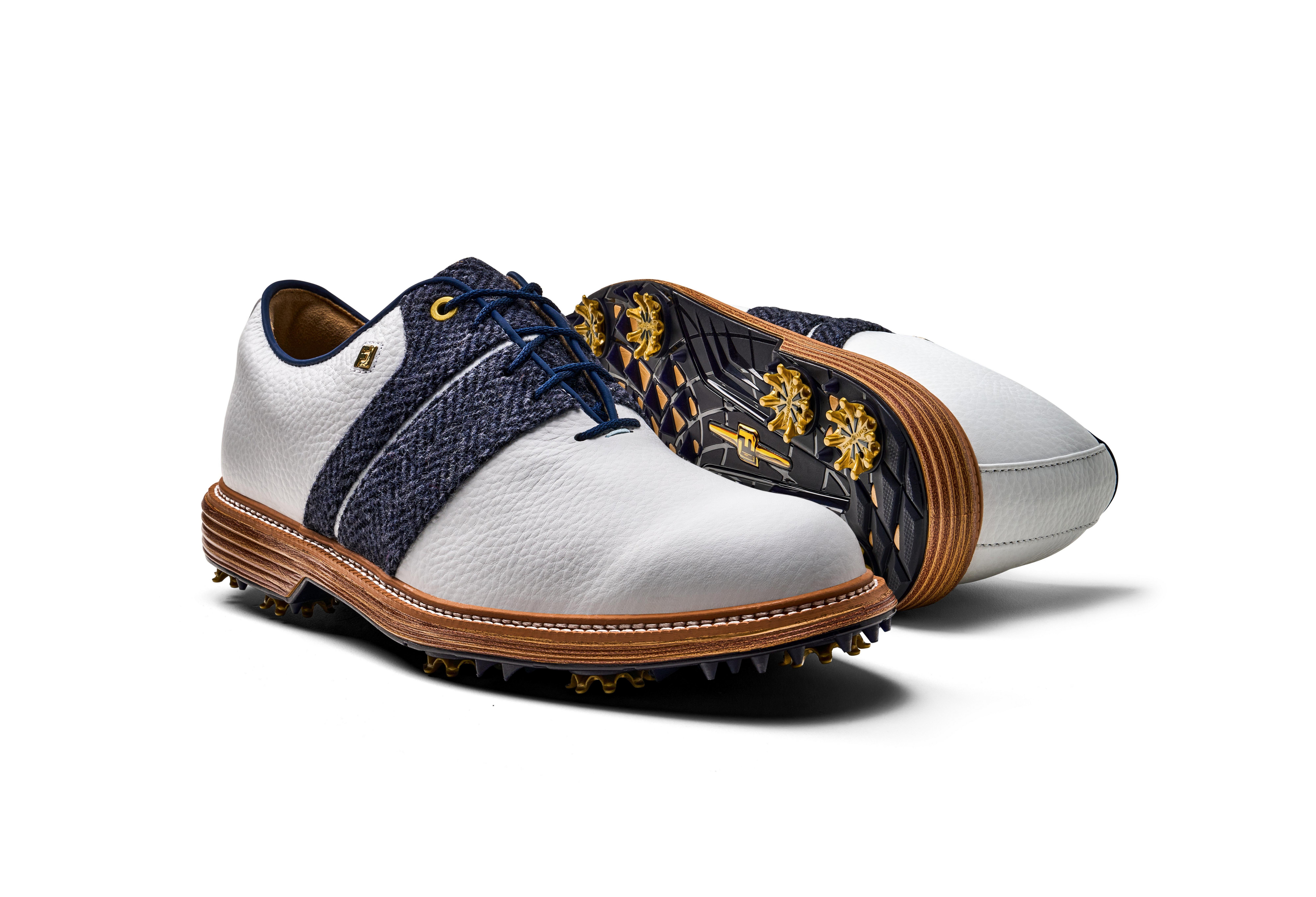 Limited Edition - Men's Harris Tweed x Premiere Series Packard Spiked Golf Shoe - White/Navy