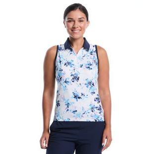 Polo sans manches &agrave; glissi&egrave;re 1/4 avec imprim&eacute; floral Watermark pour femmes PGA TOUR