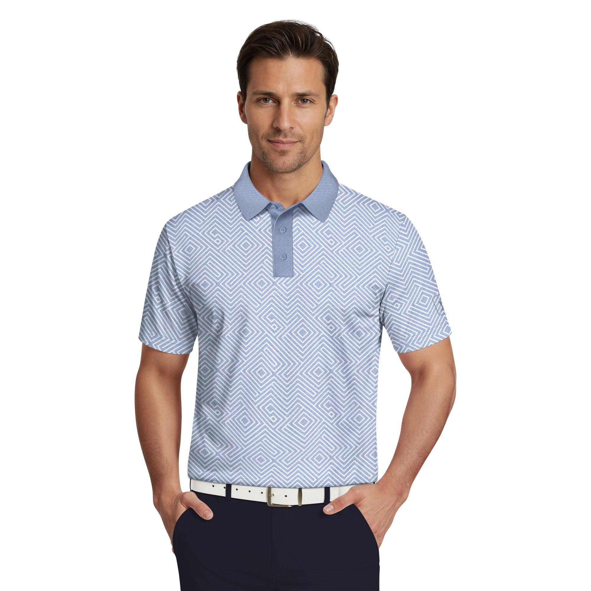 Men's Linear Jaspe Printed Short Sleeve Polo