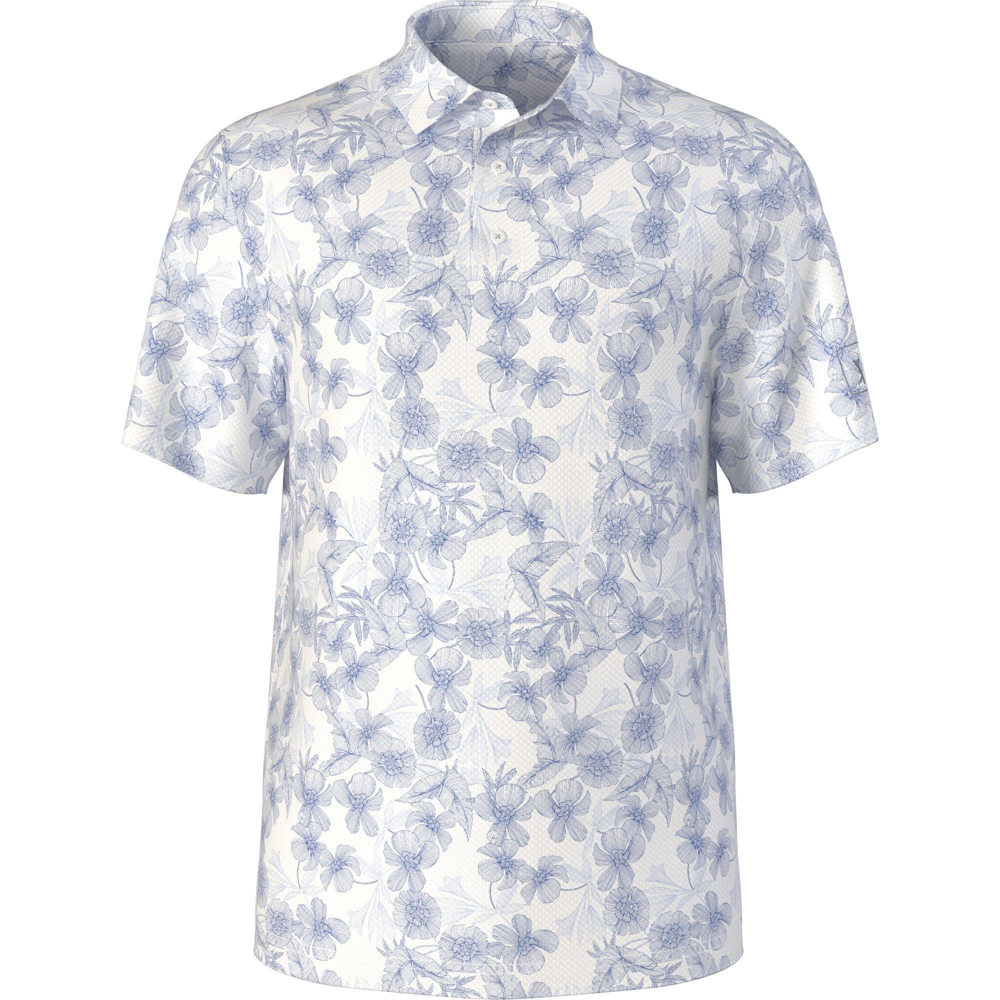Men's Linear Botanical Printed Short Sleeve Polo