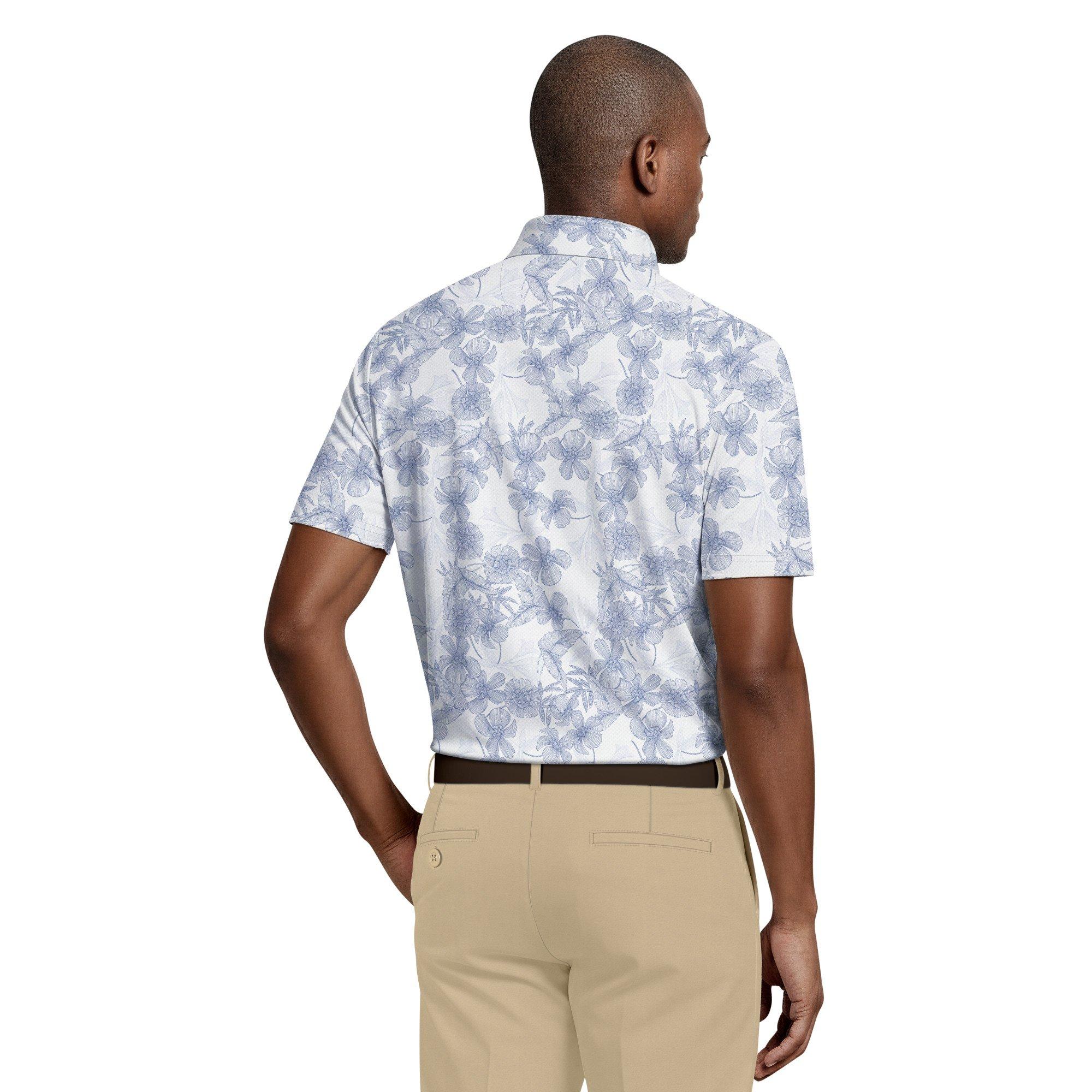 Men's Linear Botanical Printed Short Sleeve Polo