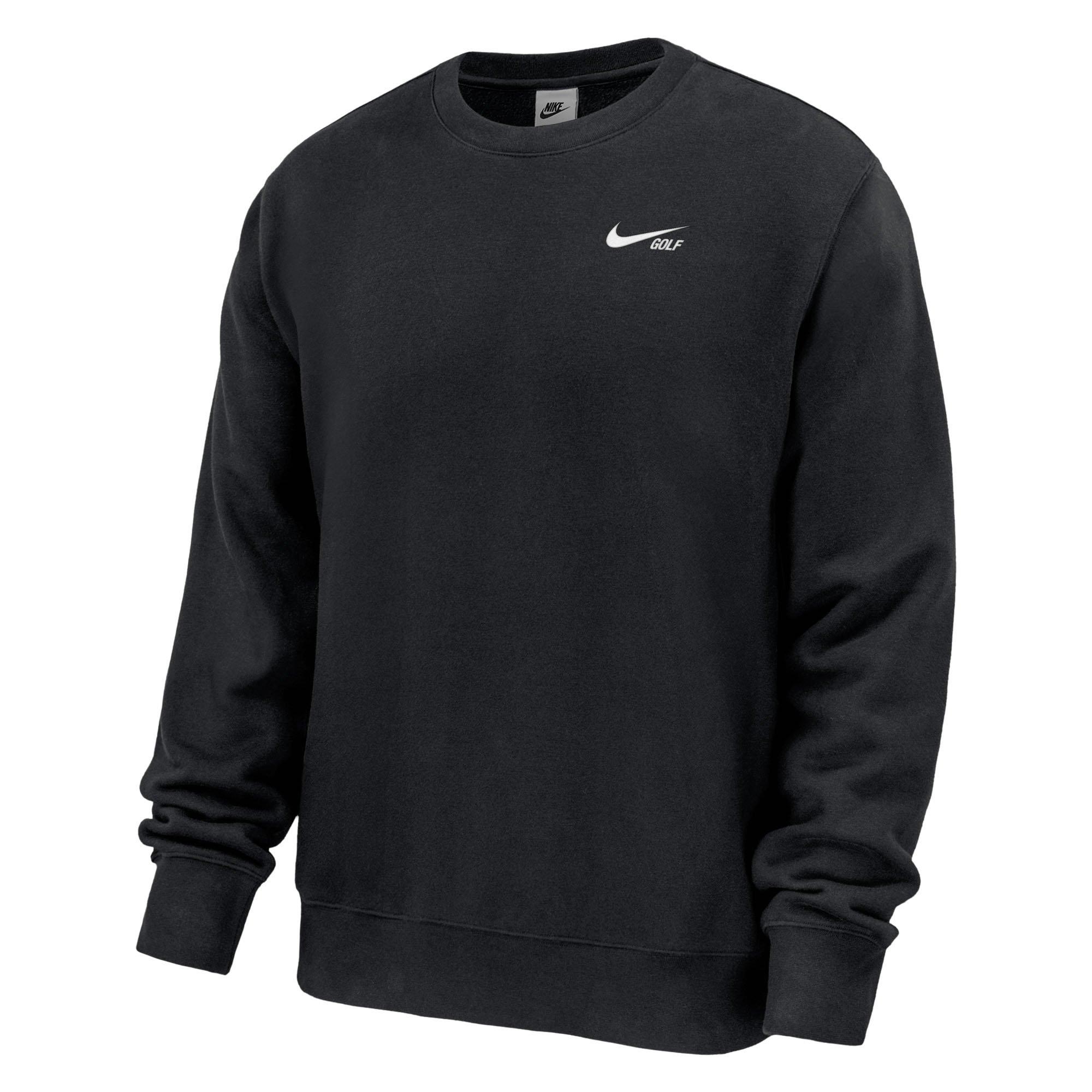 Nike | Men's Swoosh Club Fleece Crewneck Sweater | in Blackwhite, Size Xl