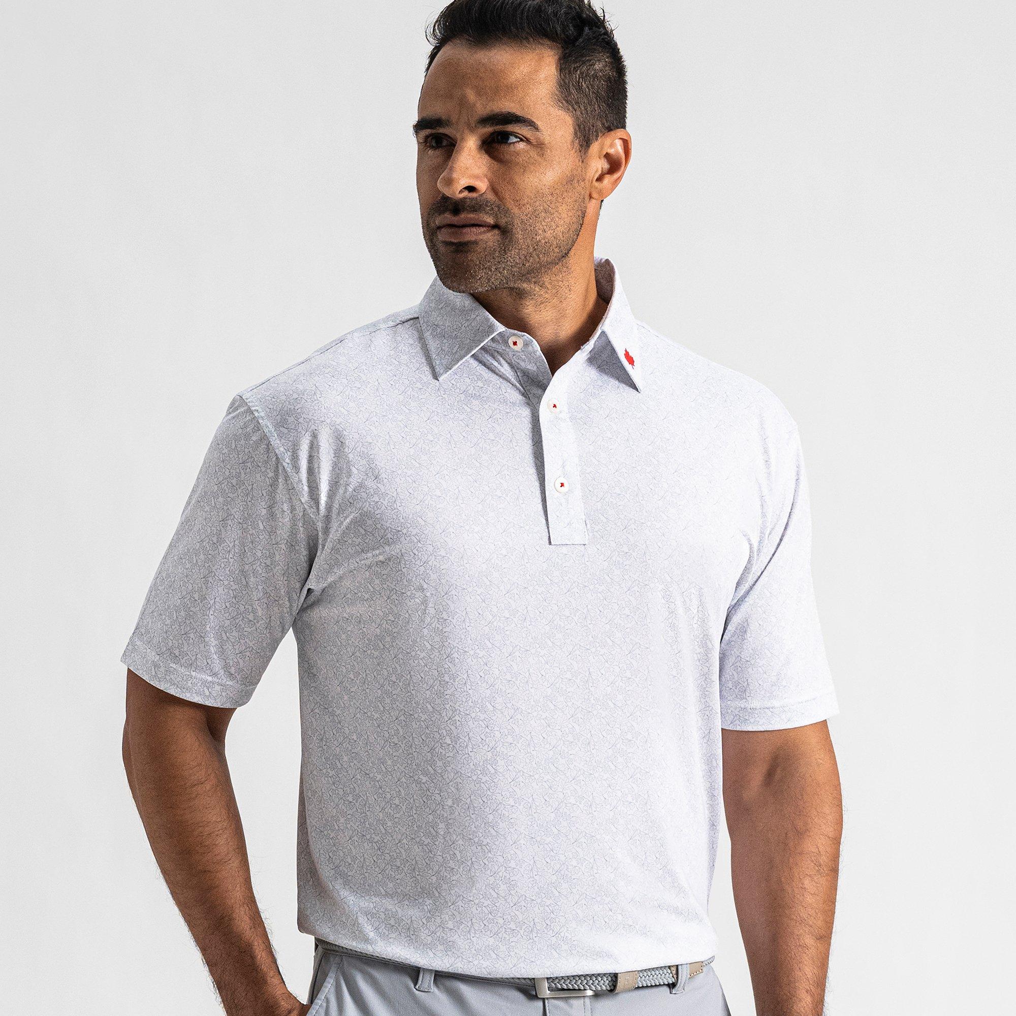 Men's 26 Leaf Print Short Sleeve Polo