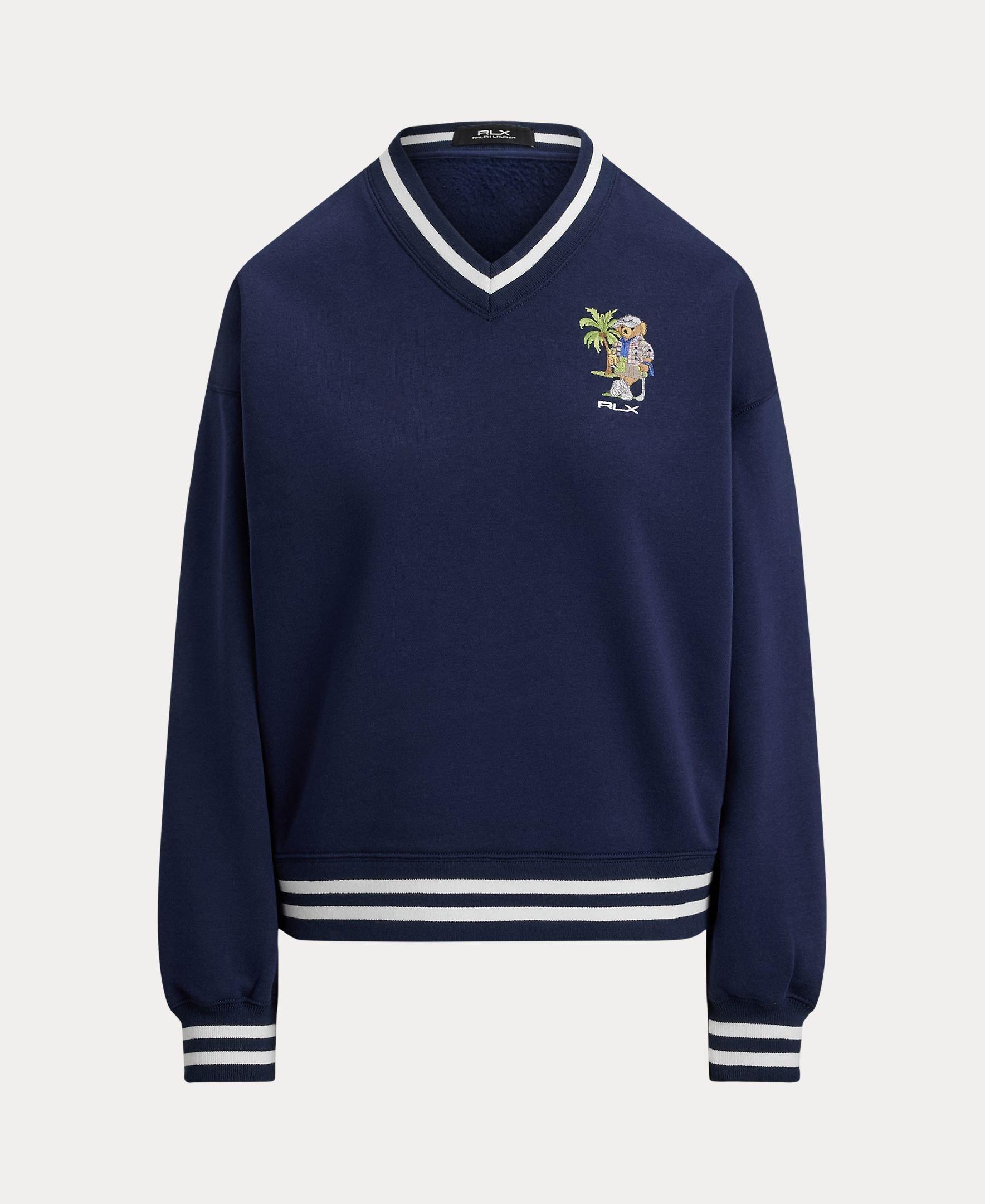 Women's Cashmere Fleece Novelty Bear V-Neck Pullover