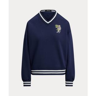 Women's Cashmere Fleece Novelty Bear V-Neck Pullover RLX