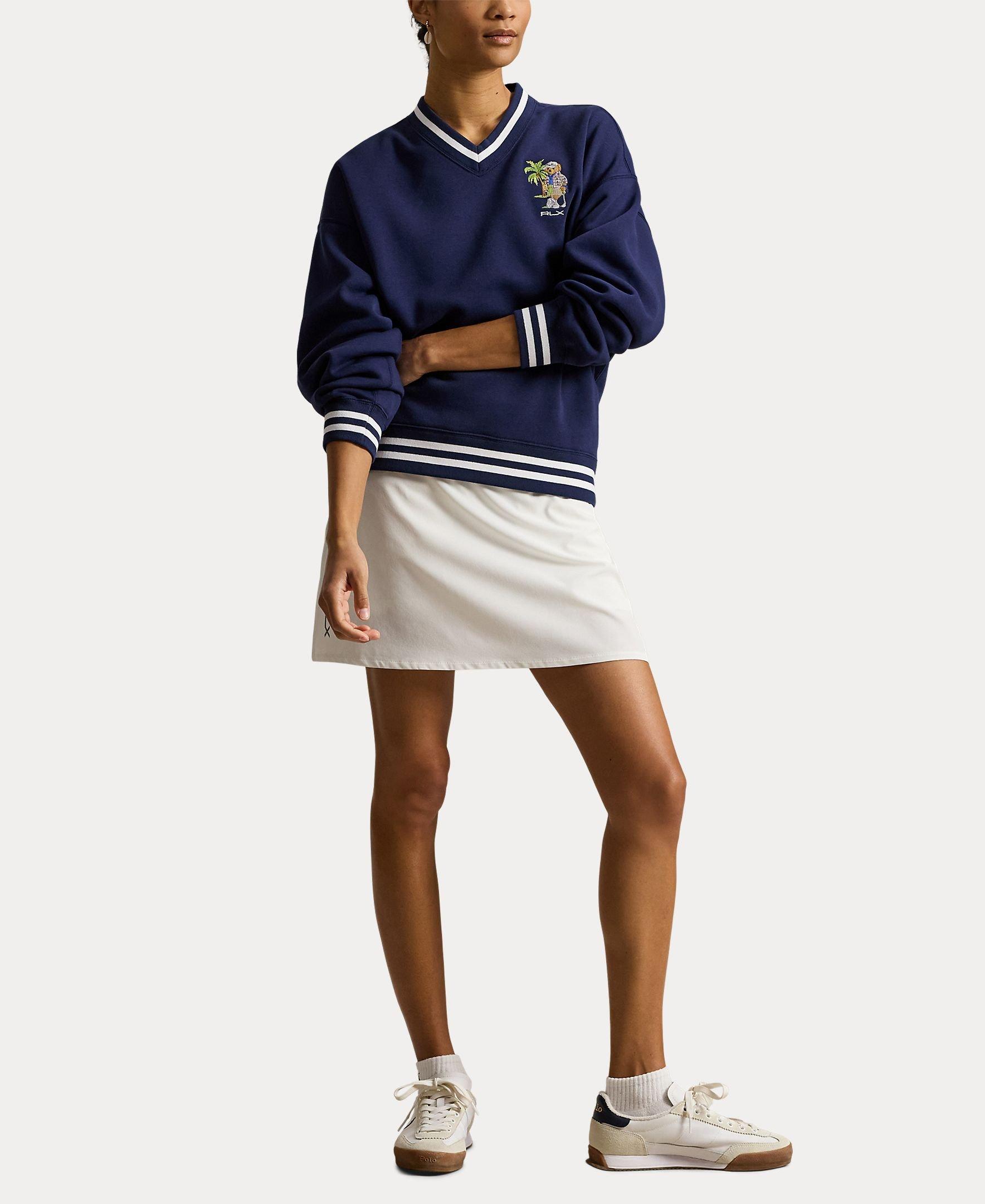 Women's Cashmere Fleece Novelty Bear V-Neck Pullover