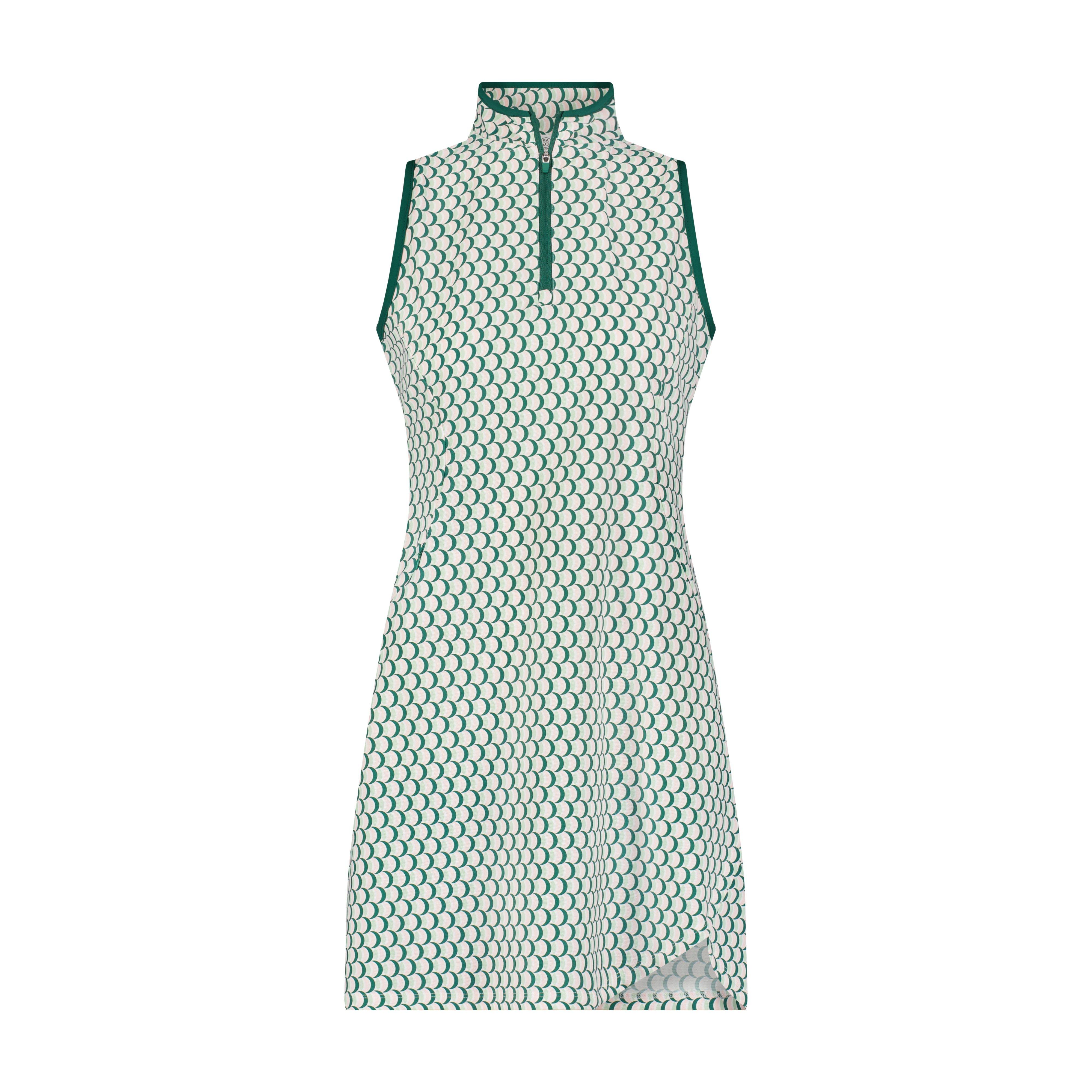 Women's Cresent Print Zip Sleeveless Dress