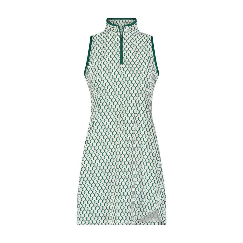 Women's Cresent Print Zip Sleeveless Dress