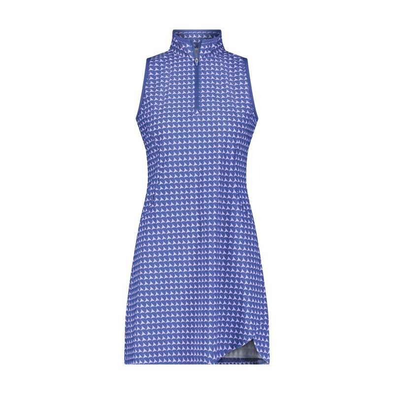 Women's Half Moon Print Zip Sleeveless Dress