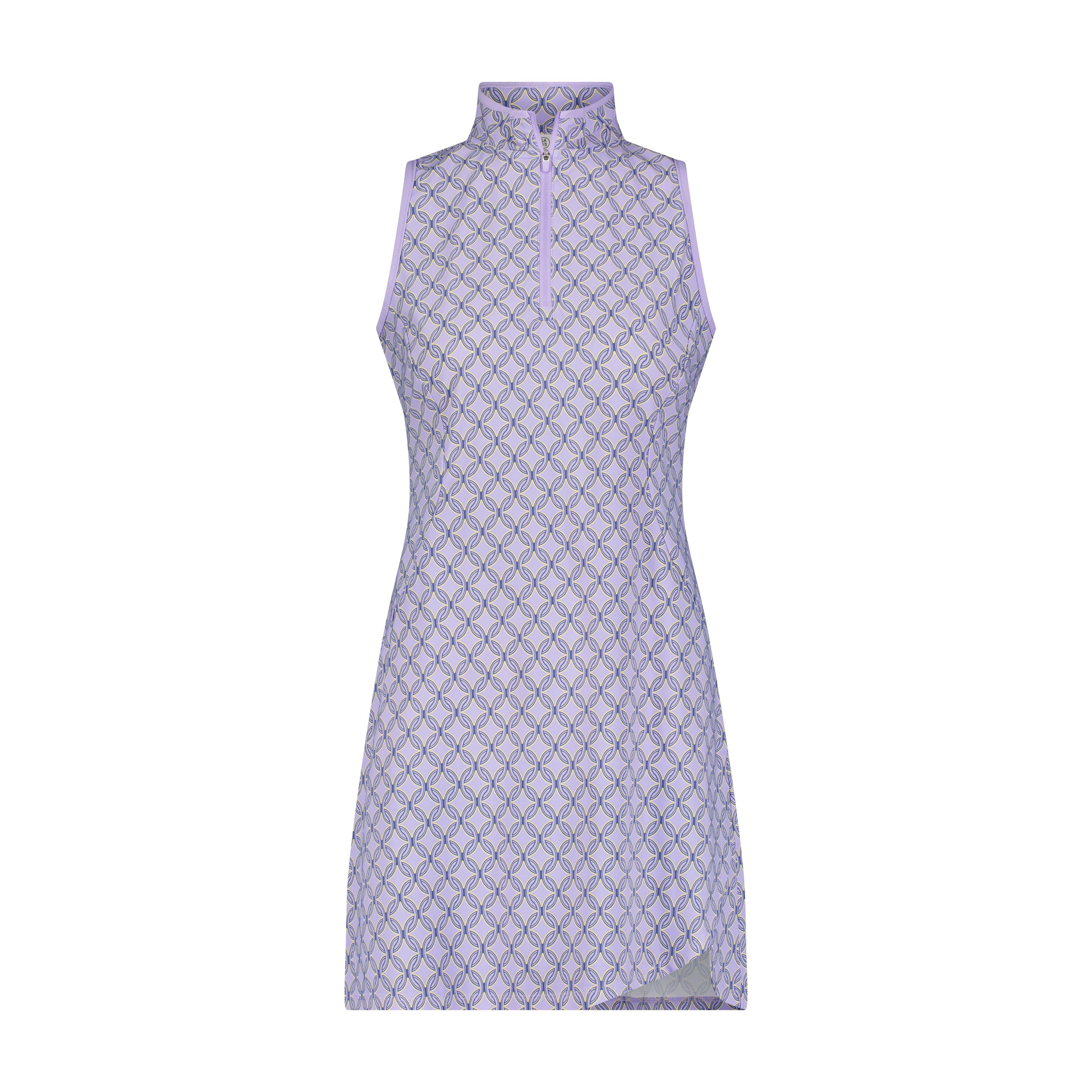 Women's Geo Print Zip Sleeveless Dress