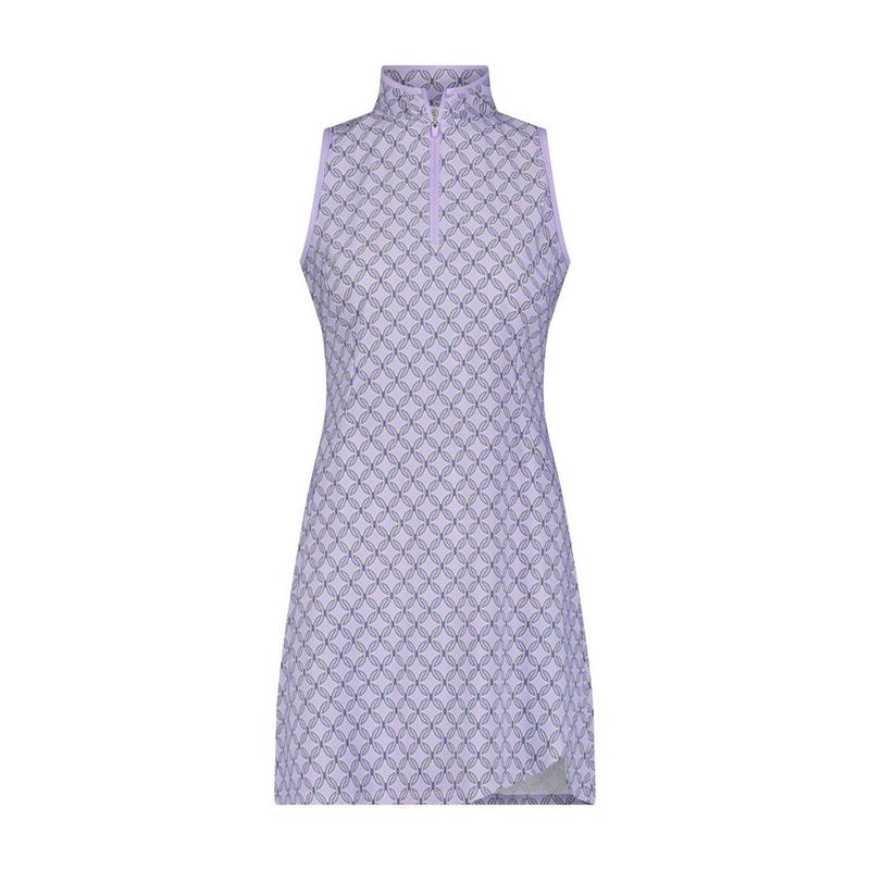 Women's Geo Print Zip Sleeveless Dress