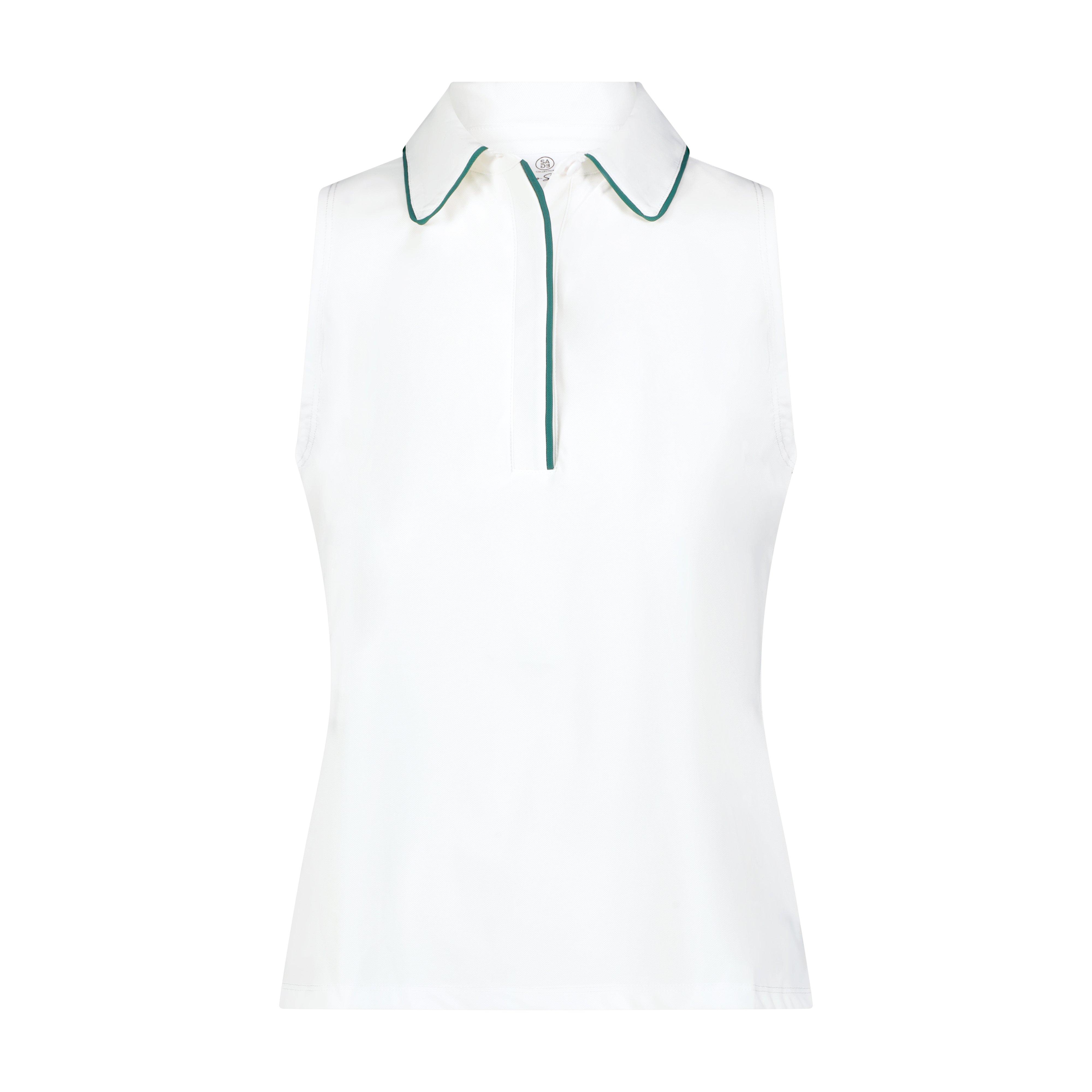 Women's Solid Fitted Sleeveless Polo
