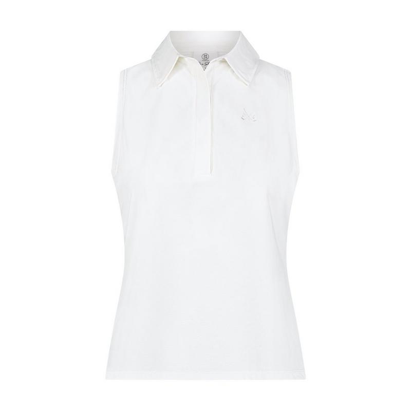Women's Solid Fitted Sleeveless Polo