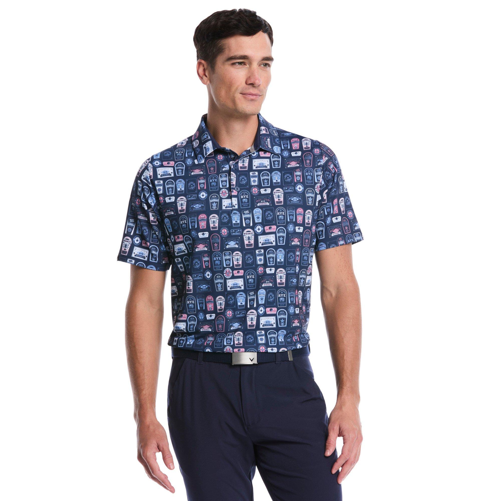 Men's Whiskey Ace Print Short Sleeve Polo