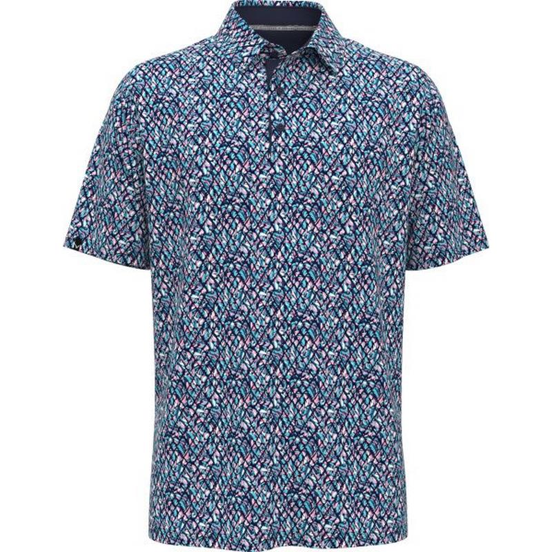 Men's Multi Color Palm Geo Print Short Sleeve Polo