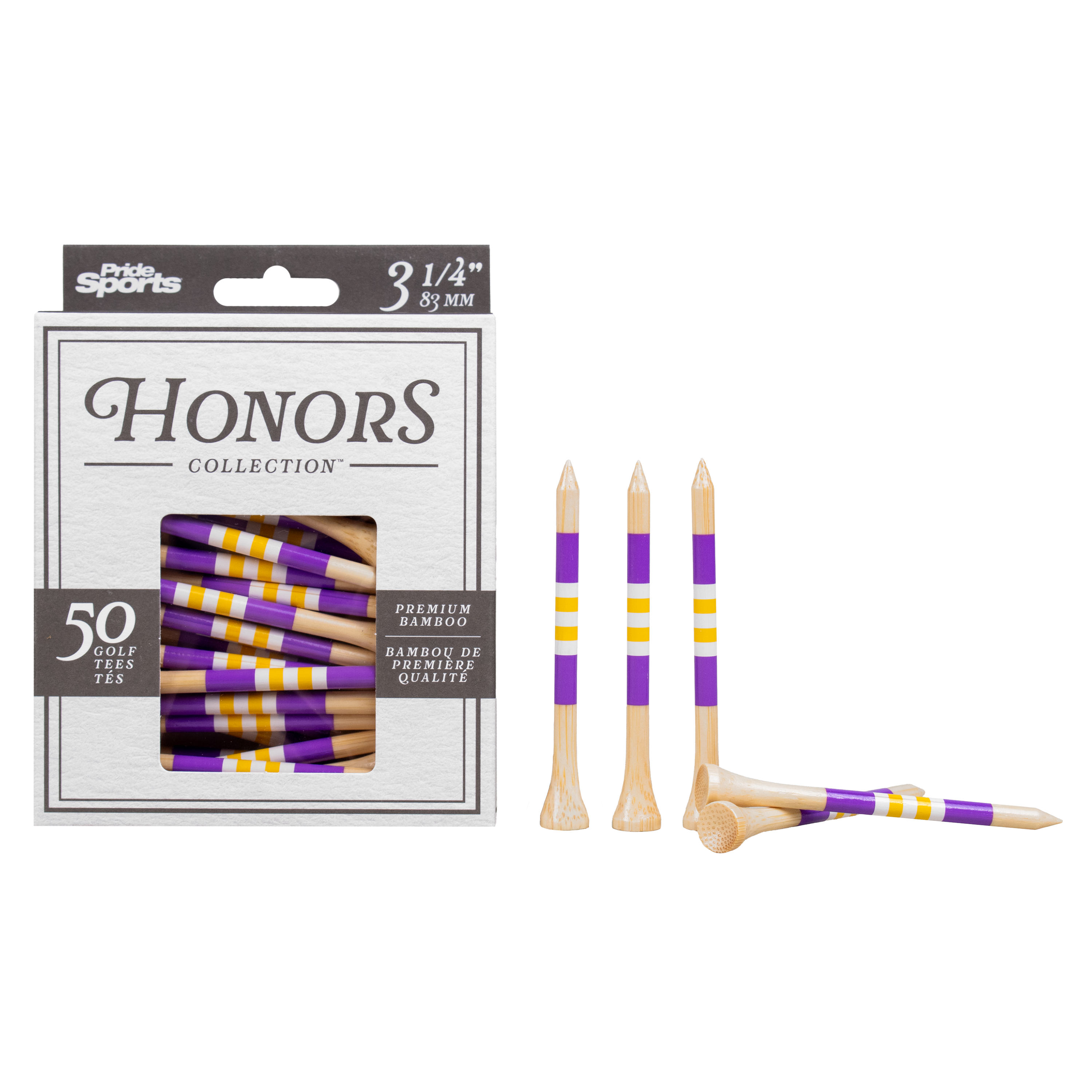 Bamboo 3 1/4 Inch Tees - Honors Collection 50 Count