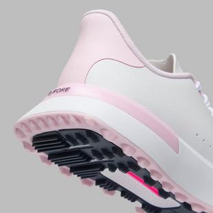 Chaussures de golf hybidre perfor&eacute;e sans crampons avec patte &eacute;cossaise G.112 pour femmes - Blanc/rose G/FORE