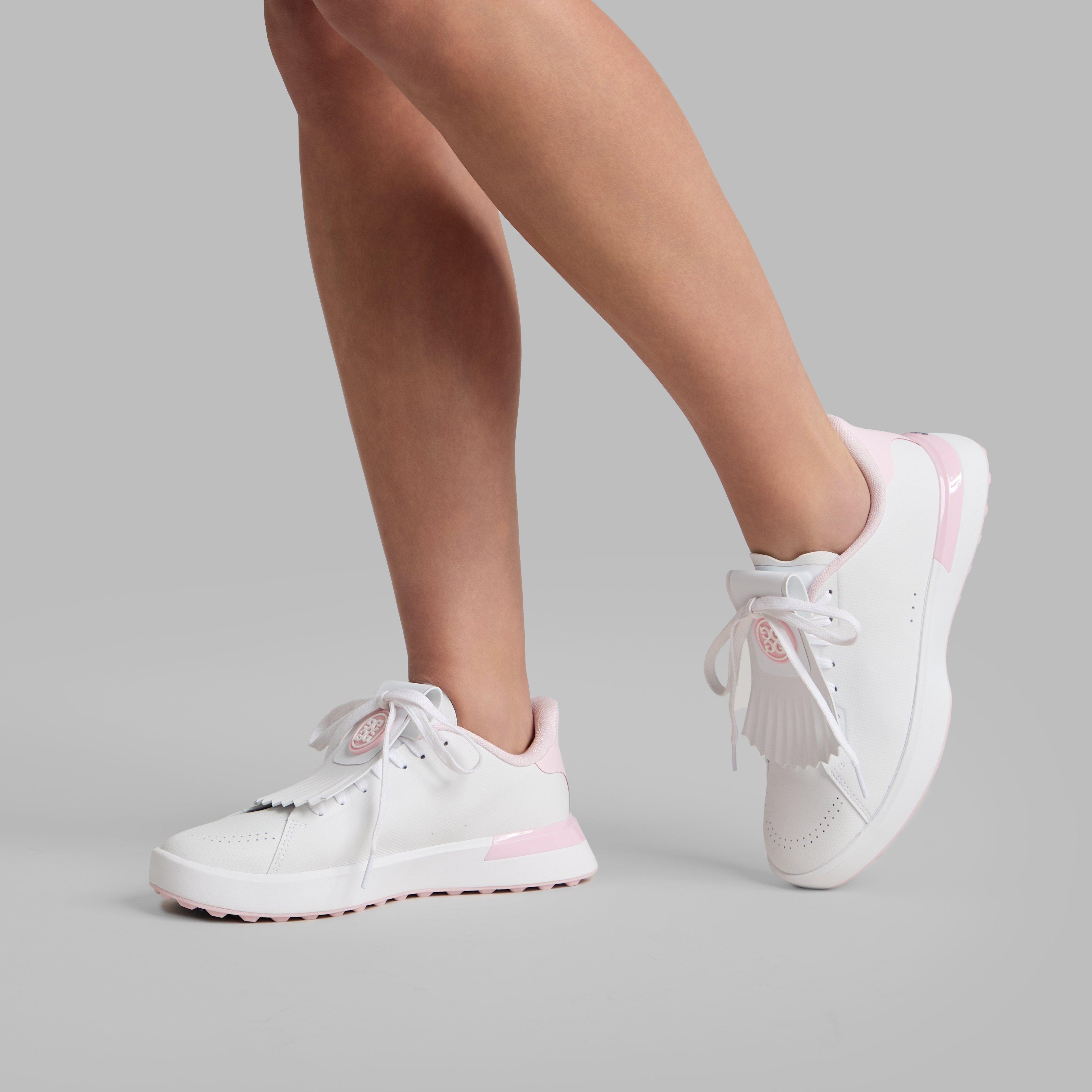 Women's G.112 Perforated Hybrid Kiltie Spikeless Golf Shoe - White/Pink