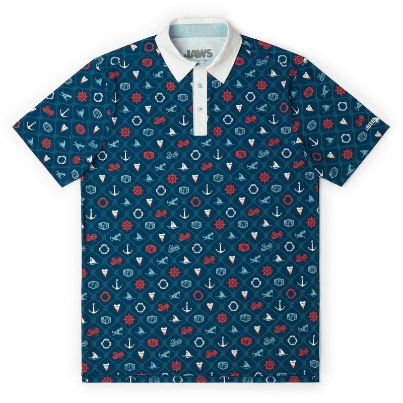 Men's Jaws Teeth & Tide & Terror Short Sleeve Polo