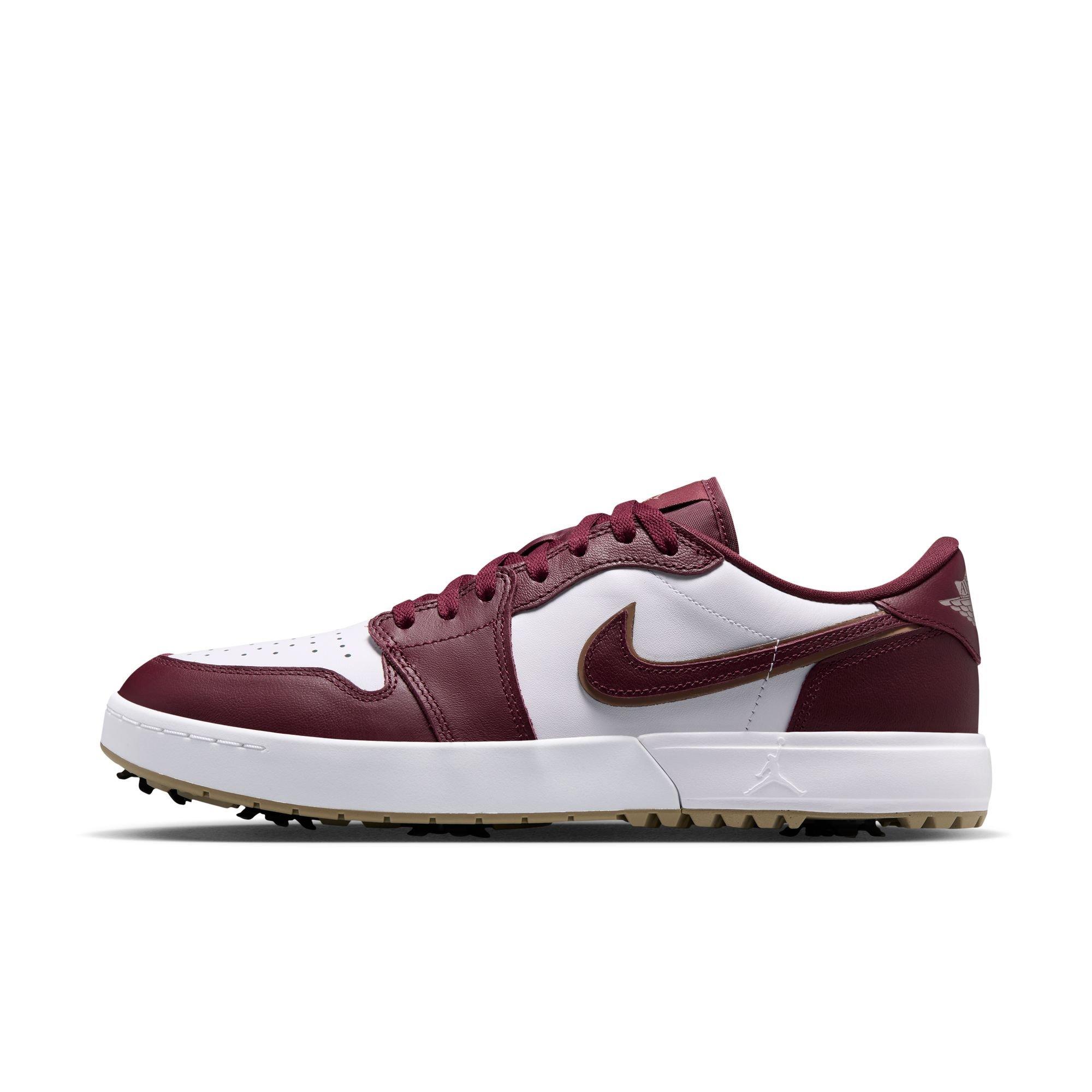 Air Jordan 1 Low G Spiked Golf Shoe - White/Burgundy/Gold