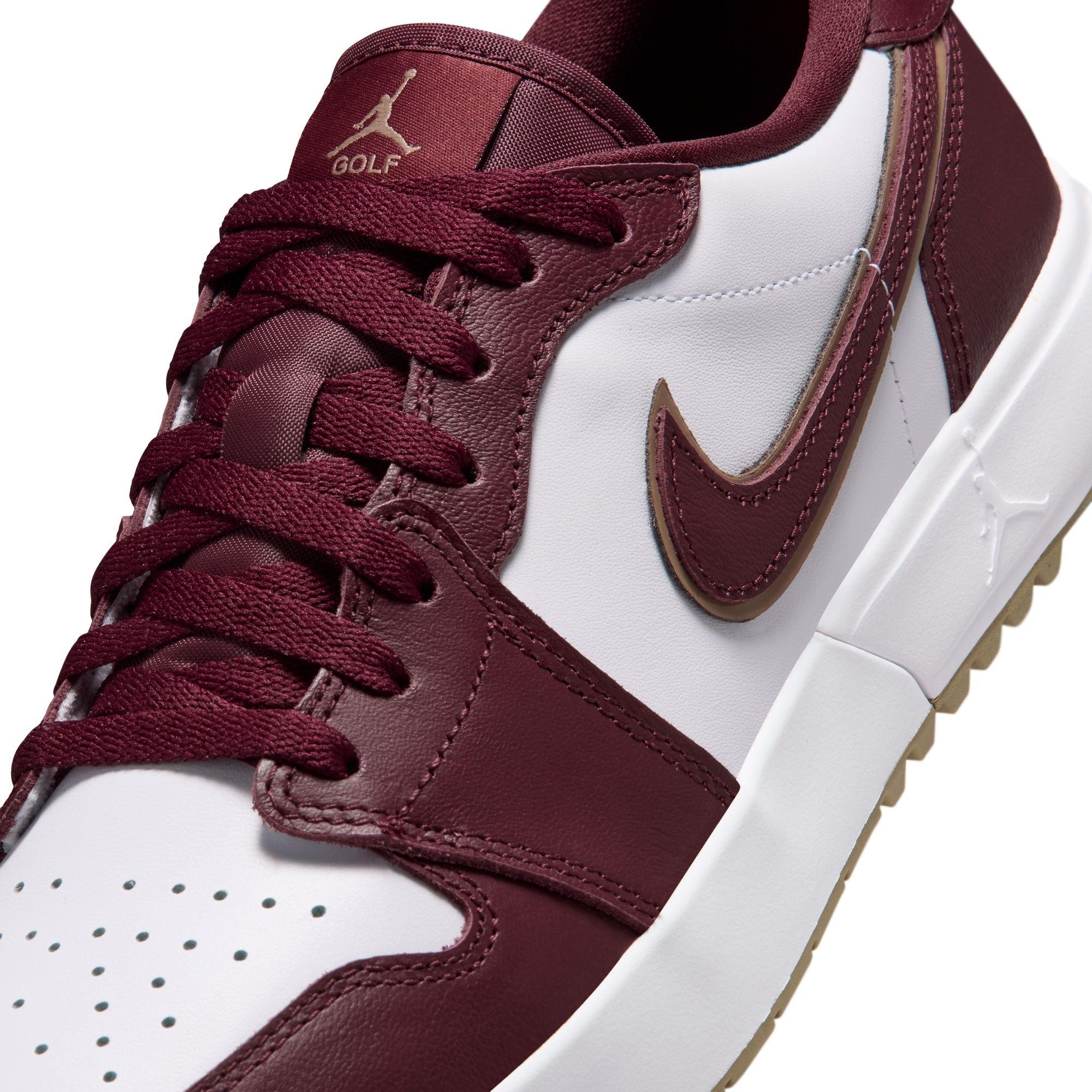 Air Jordan 1 Low G Spiked Golf Shoe - White/Burgundy/Gold
