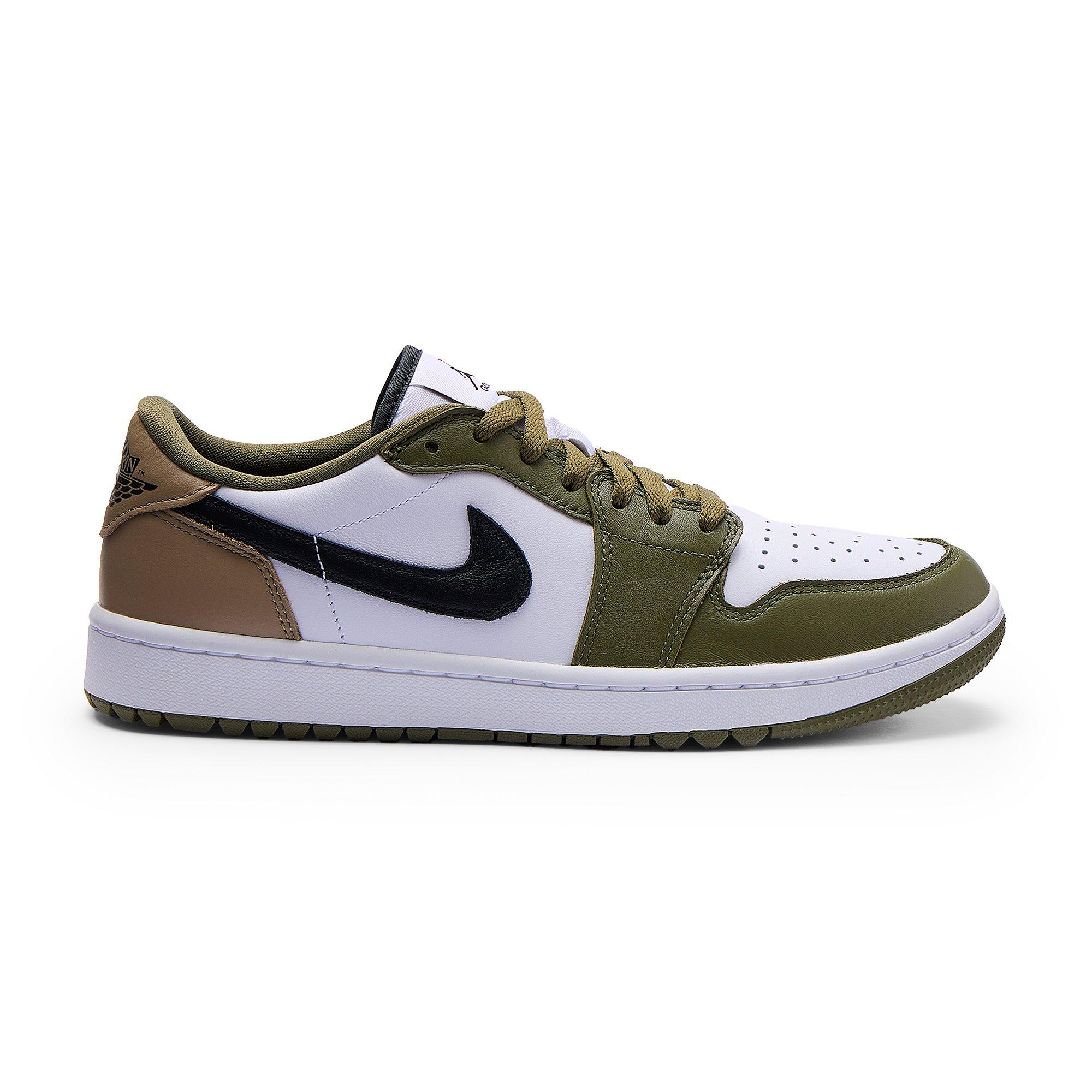 Air Jordan 1 Low G Spikeless Golf Shoe - White/Olive/Tan | in White/Tan, Size 8