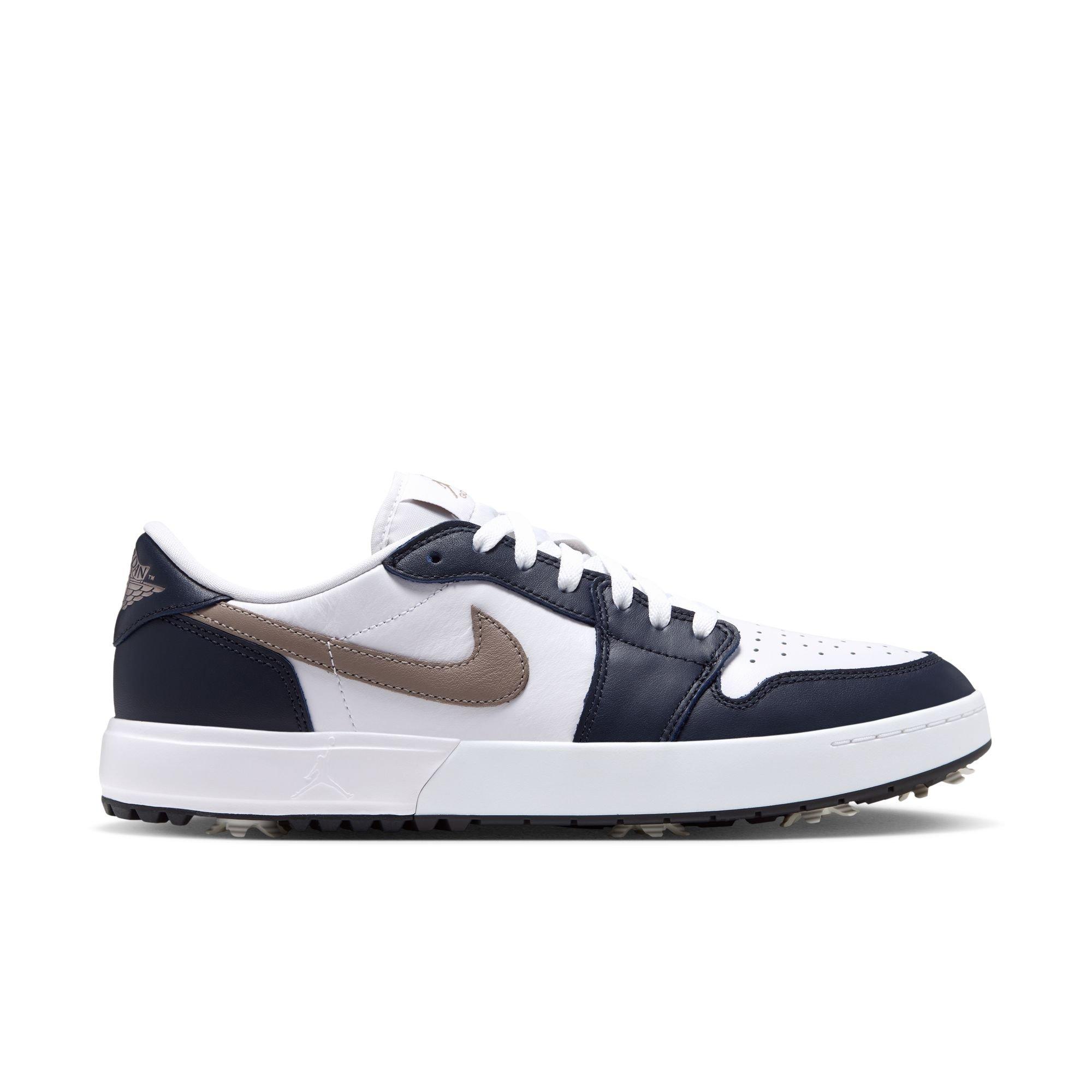 Air Jordan 1 Low G Spiked Golf Shoe - White/Navy/Tan | in White/Tan, Size 11.5