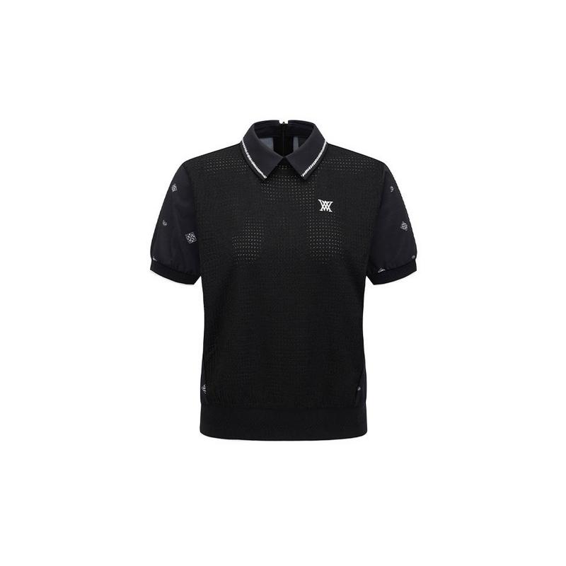 Women's Seasonal Pattern Half Zip Short Sleeve Polo