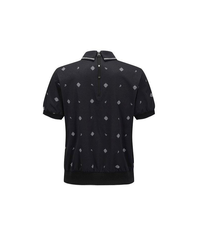 Women's Seasonal Pattern Half Zip Short Sleeve Polo