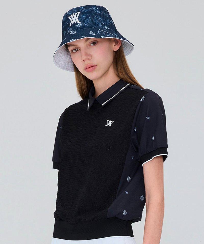 Women's Seasonal Pattern Half Zip Short Sleeve Polo
