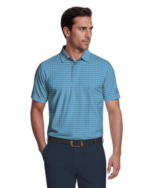 Men's All Over Geometric Cocktail Print Short Sleeve Polo