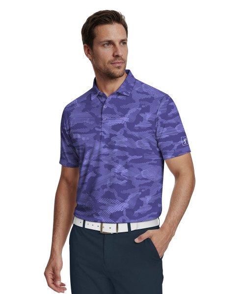 Men's All Over Textured Camo Printed Short Sleeve Polo