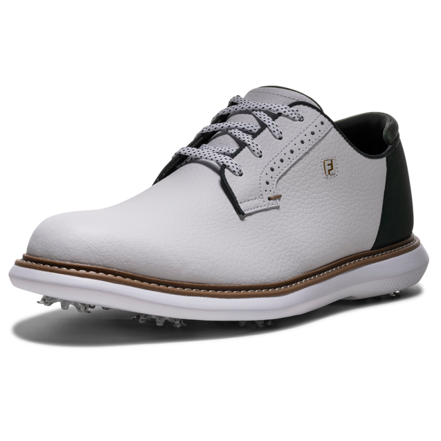 Chaussures de golf à crampons Traditions pour hommes - Blanc/vert FOOTJOY