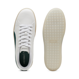 Chaussure de golf sans crampons en su&egrave;de pour hommes - Blanc/Vert PUMA