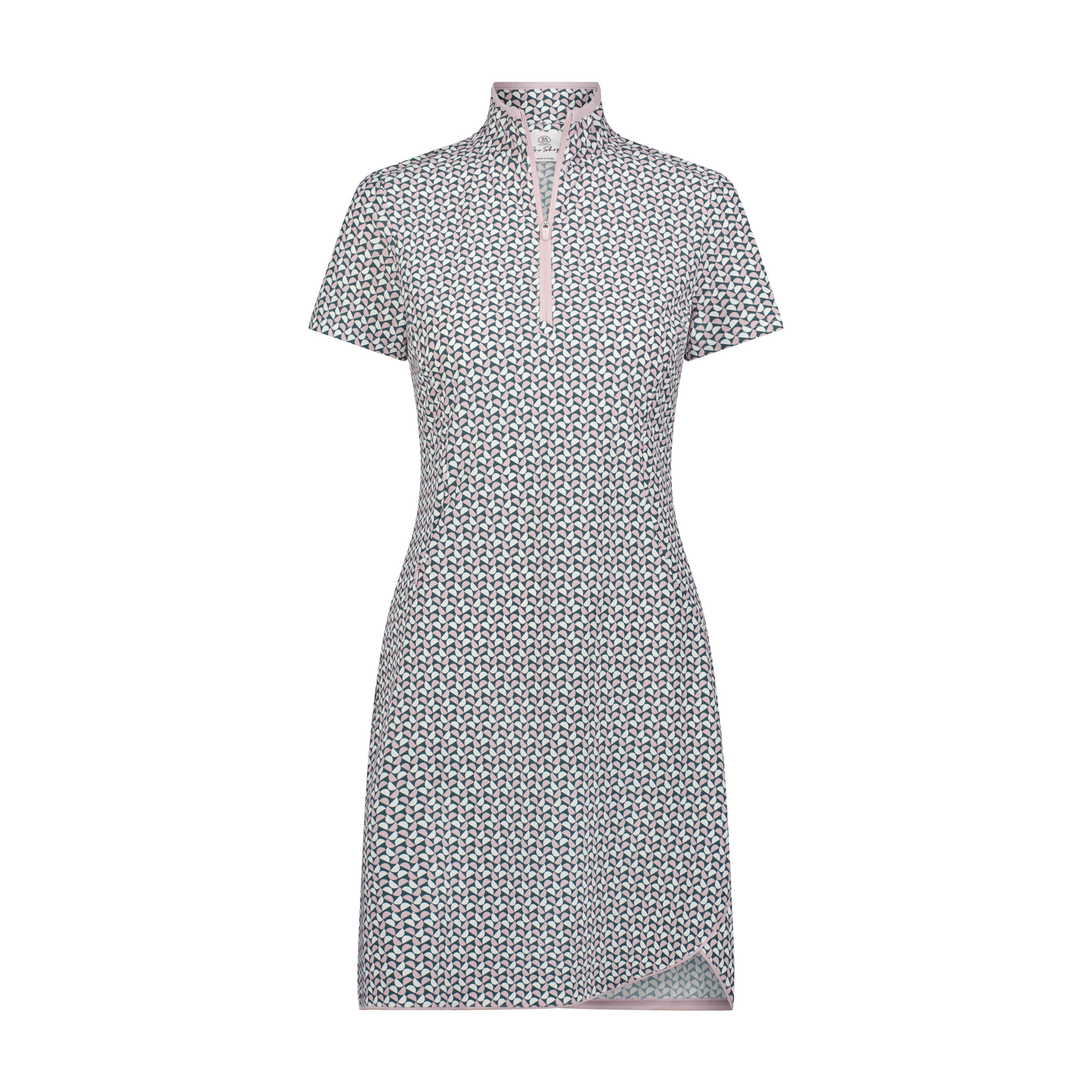 Women's Printed Zip Short Sleeve Dress