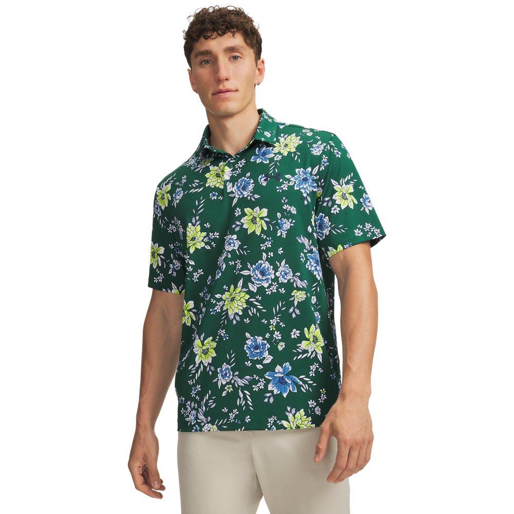 Under Armour | Men's UA Matchplay Printed Short Sleeve Polo Shirt | in Greenblue, Size 3X