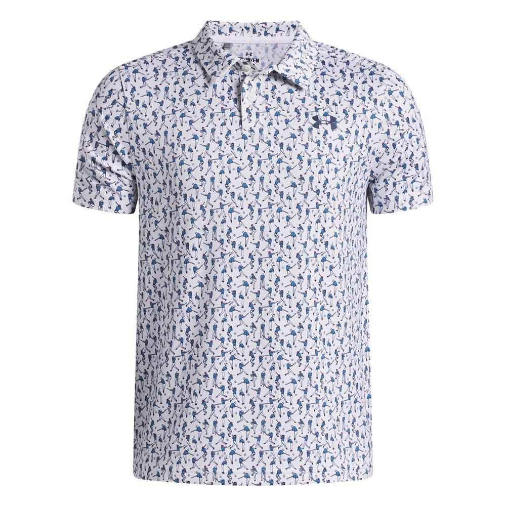 Under Armour | Boy's UA Matchplay Printed Short Sleeve Polo Shirt | in White, Size Xl