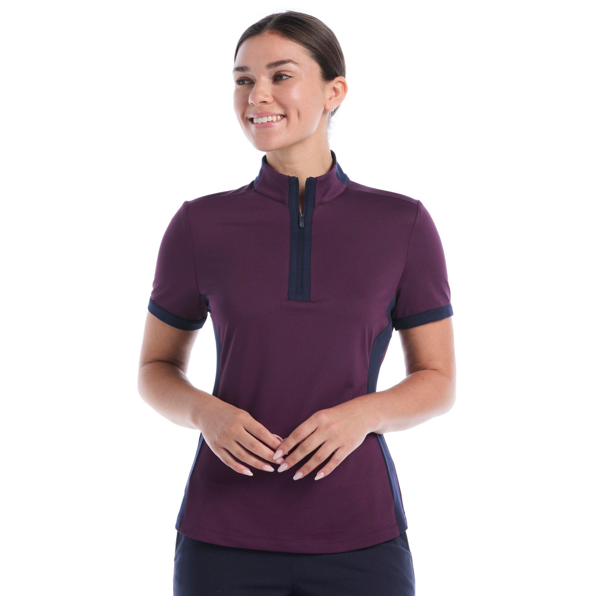 Women's Mock Neck 1/4 Zip Short Sleeve Polo