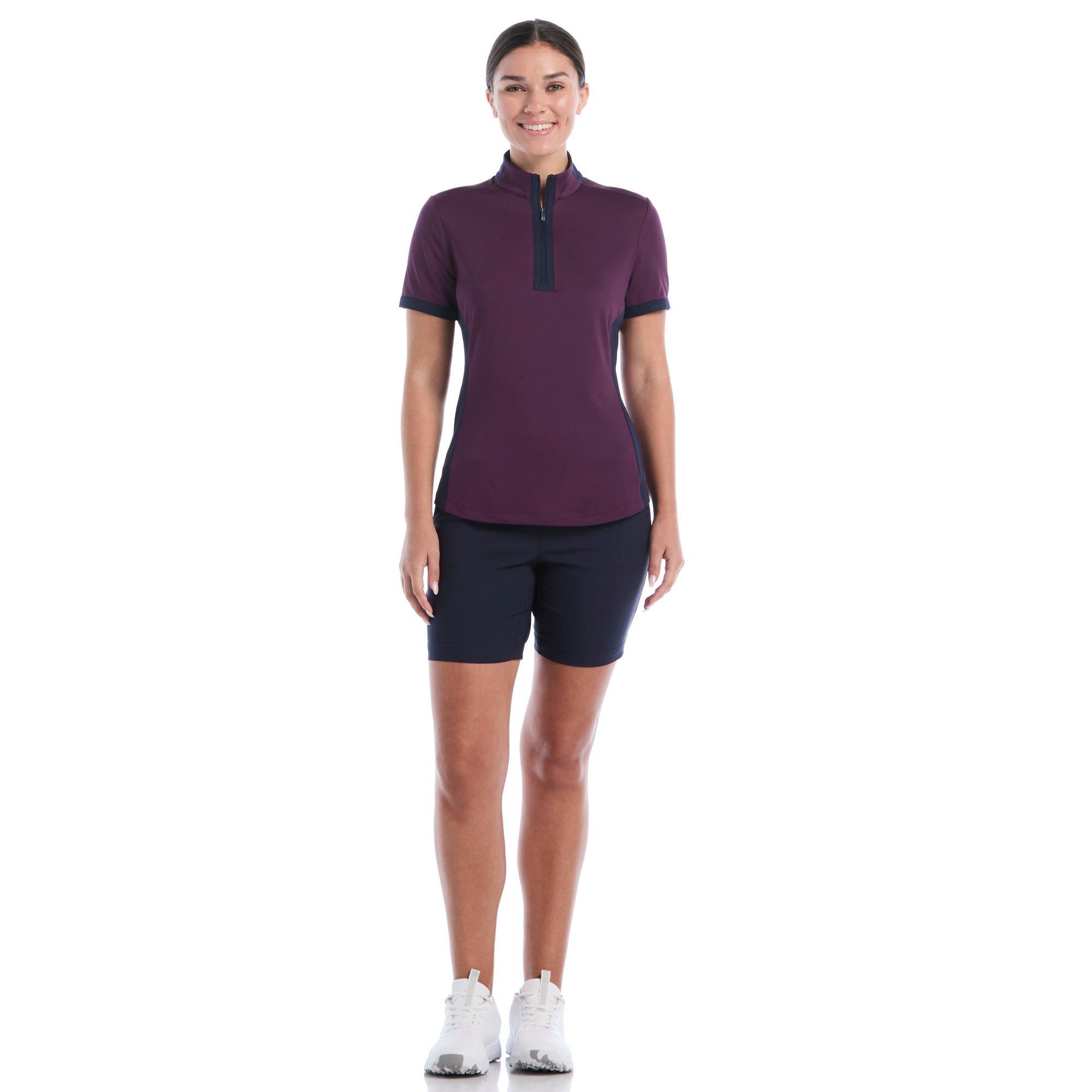 Women's Mock Neck 1/4 Zip Short Sleeve Polo