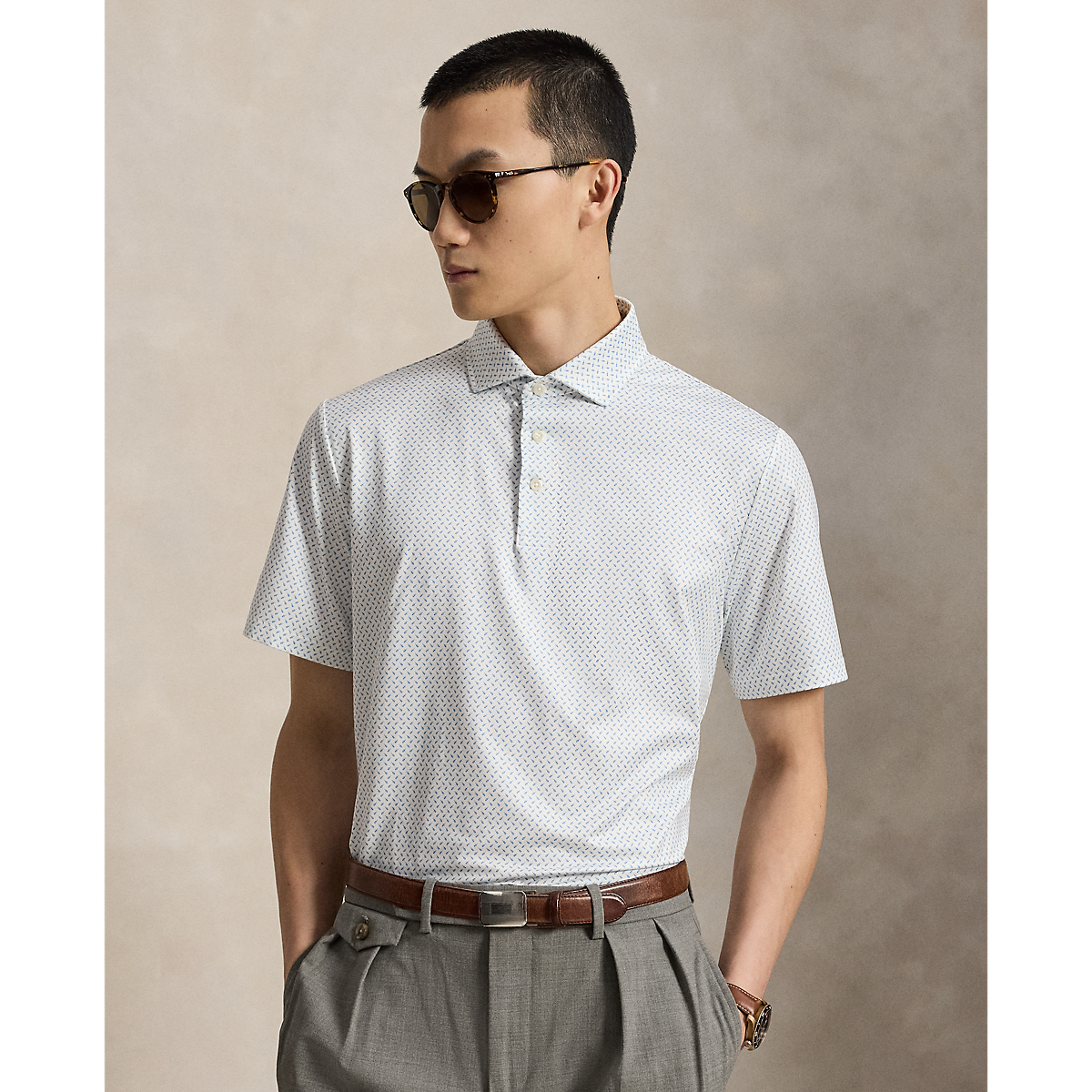 Short-Sleeve Elevated Printed Jersey Polo - Teed Up