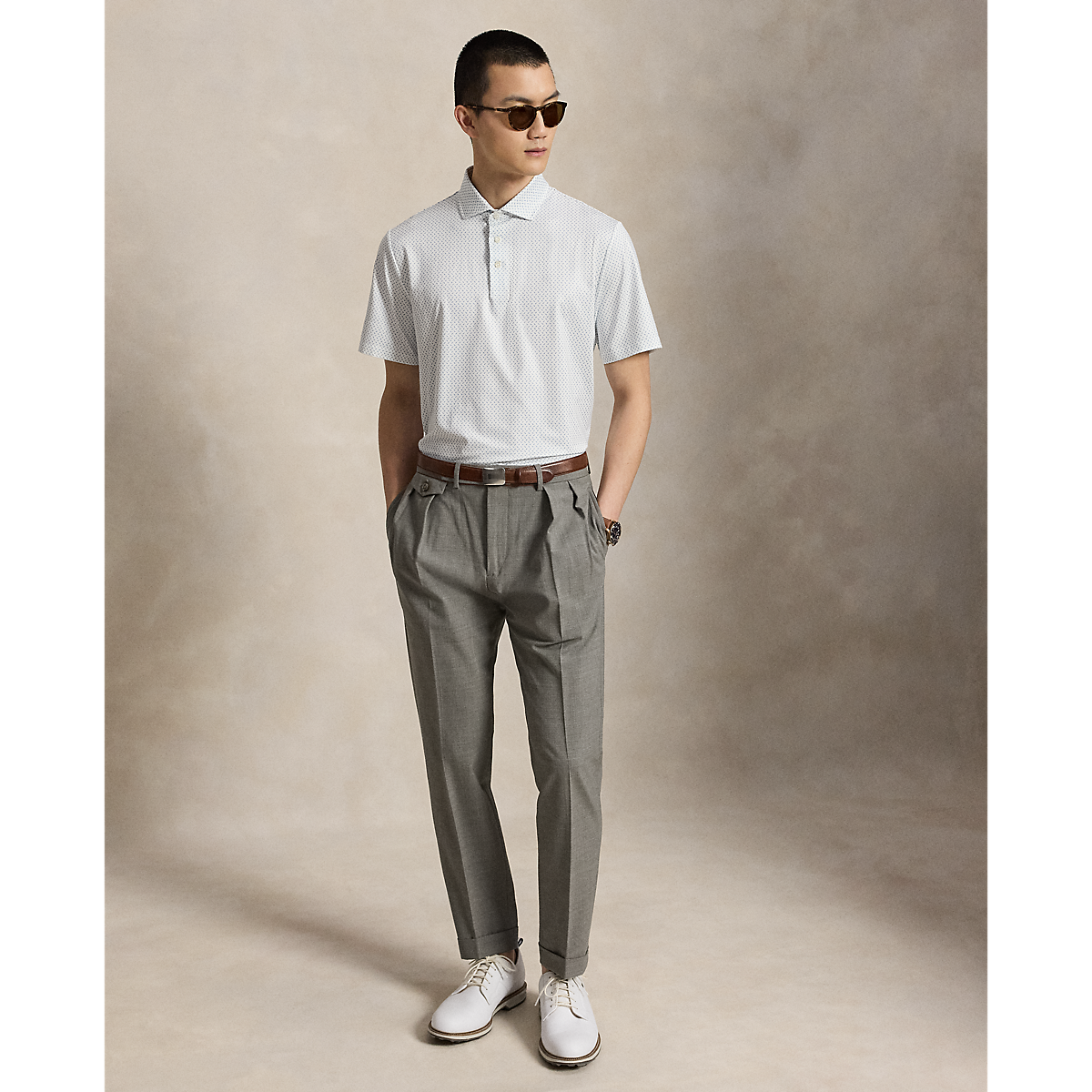Short-Sleeve Elevated Printed Jersey Polo - Teed Up